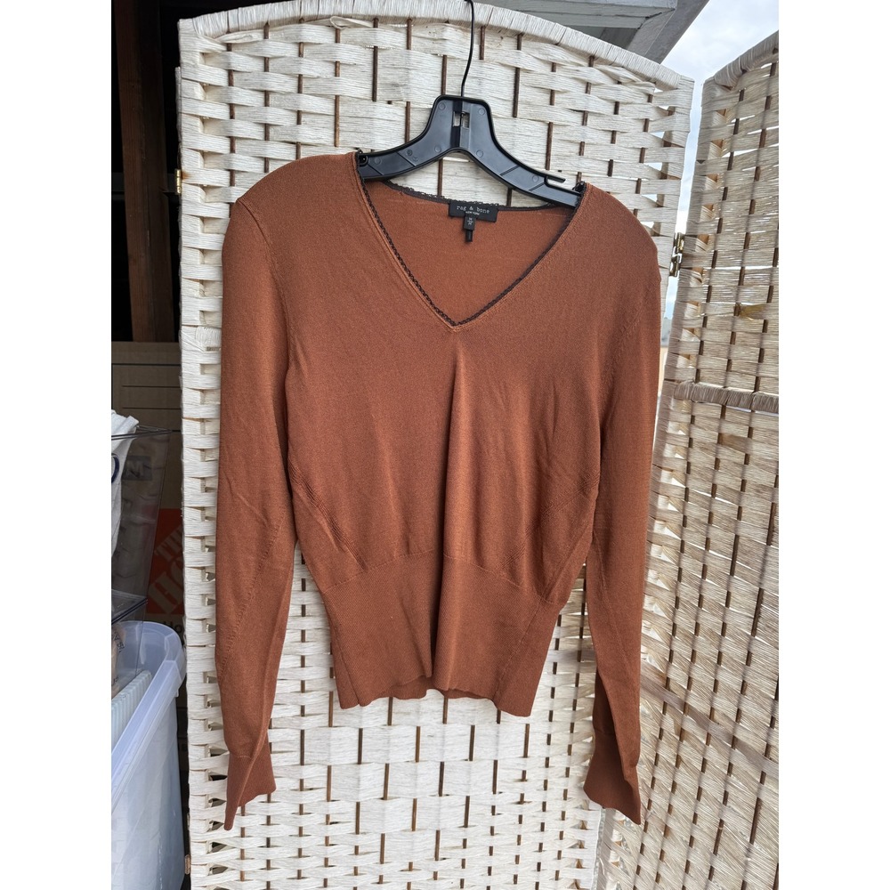 Rag & Bone top autumn pumpkin black lace fall favorite jeans top 90s indie M euc